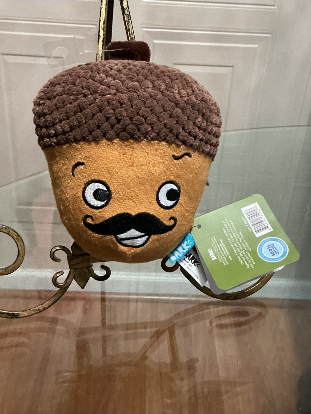 BarkBox Monsieur Acorn Dog Toy Plush Squeaky Spiky Ball Inside M-L New
